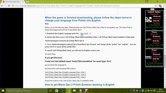 Cod Black Ops II ENGLISH LANGUAGE PACK  