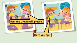 Kid's Box Starter - Unit 2 - My Class - Ask nicely. Trevor's values. With comic dialogue box.