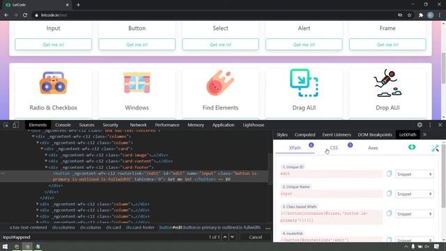How to find locators using LetXPath - Test Automation Tool | LetCode