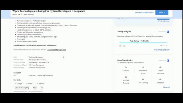 Wipro Recruitment 2022 | Wipro hiring python developer