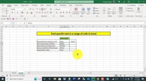 Find specific text in a range of cells in Excel