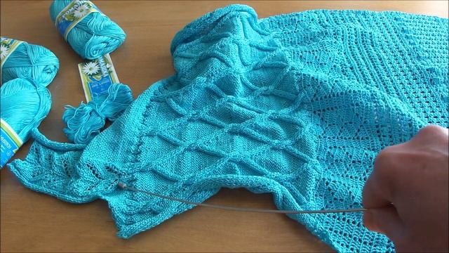 Ажурное бирюзовое платье крючком и спицами для лета, Ч.4 ??? ? ? ? смотреть онлайн