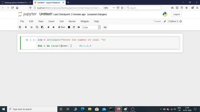 Python pattern program - How to print stars "*" in reverse right angle triangle shape | star patter