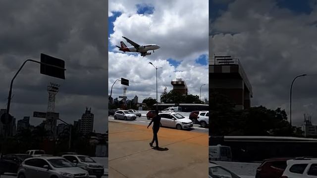 Посадка самолёта в аэропорту конгоньяс, сан паулу. Aeroporto de Congonhas