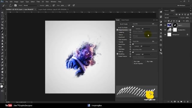 Photoshop Portrait Brush Effects Tutorial | Layer Mask Method | Photo Editing 2019 смотреть онлайн