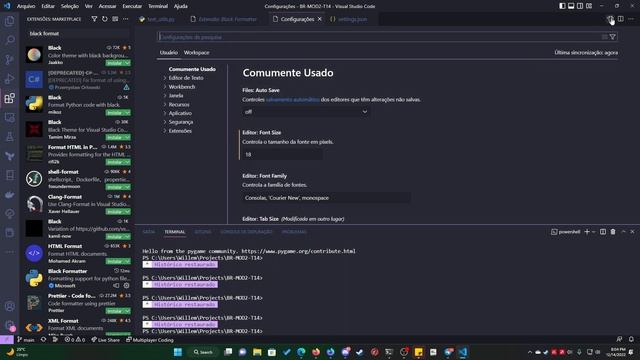 Configurando a formatação automática do black no Visual Code