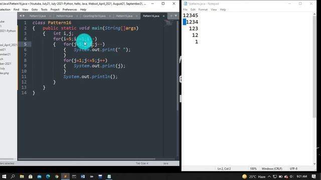 Pattern program in java