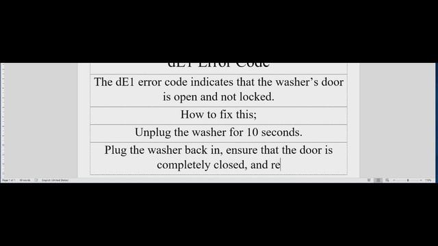 de1, LG error code de1, lg washing machine error code de1 смотреть онлайн
