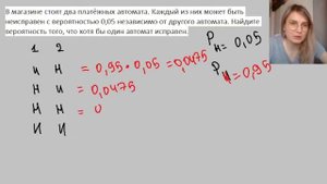 В магазине стоят два платёжных автомата. Каждый из них может быть неисправен с вероятностью 0,05