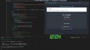 Creat-React-App 4: GitHub Template for FreeCodeCamp.com MarkDown Previewer part two