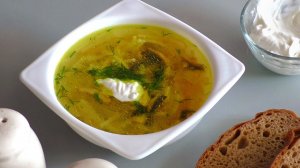 Когда нет времени стоять у плиты, а есть очень хочется готовлю грибной суп за 15 минут