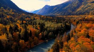 Теберда осенью. Тебердинский заповедник (национальный парк). Съёмки с дрона