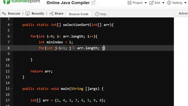 Selection Sort Algorithm in Java