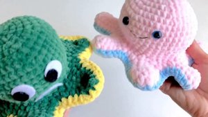 Осьминог перевертыш двусторонний «веселый + грустный». Игрушка крючком