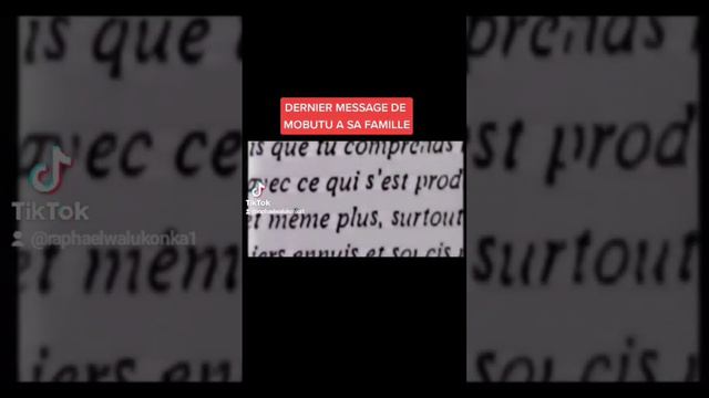 DERNIER MESSAGE DE MOBUTU A SON FILS BIEN AIMÉ.