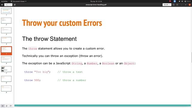Javascript Error Handling in Marathi