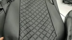 Чехлы на сиденья Renault Scenic 1 1996-2000, 5 мест, Экокожа, черная, отстрочка РОМБ