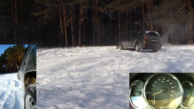 Работа имитаций блокировок Renault Duster в снегу. смотреть онлайн