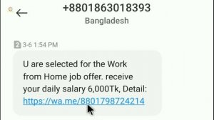 How To U are selected for the Work from Home job offer SMS || fake SMS