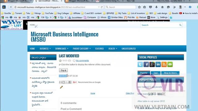 How to find referer page name and page modified time in javascript-- English 63-vlr training