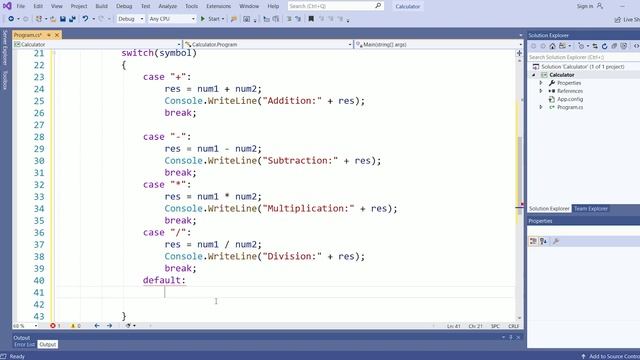 Calculator Using Switch case in c# [Hindi]