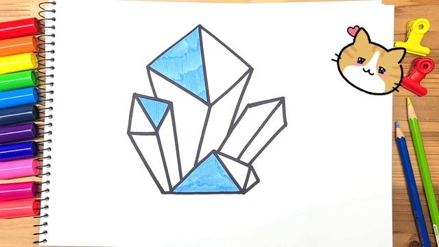 How to draw Crystals easy for children| drawing Crystals for kids| Crystal drawing смотреть онлайн