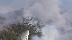 В Крыму три вертолета и Ил-76 вылетели тушить пожар в горах недалеко от Ялты