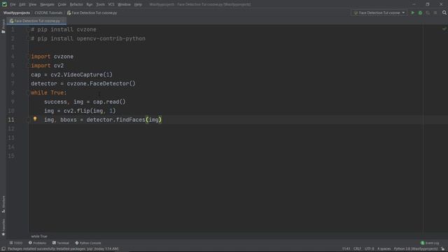 Face Detection with 10 lines of Code Tutorial | Python | OpenCV | CVZONE