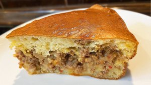 Пирог с мясом, СОЧНЫЙ , без дрожжей на кефире! Вам понравится!