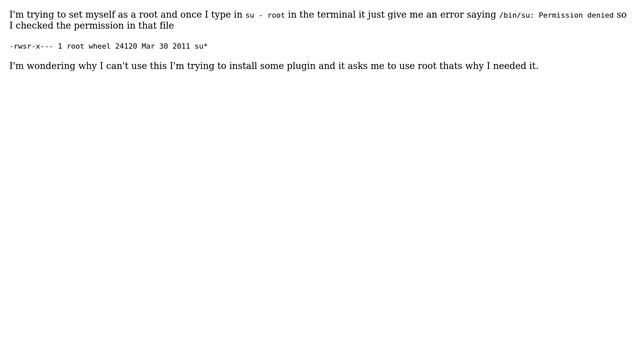 /bin/su: Permission denied in CentOS can not set su - root смотреть онлайн