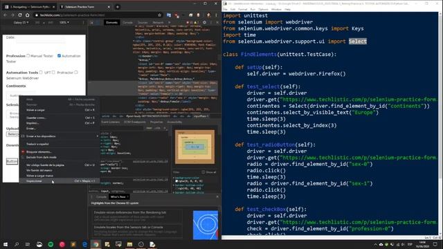 4 - Webtesting con Python y Selenium - checkBox, radioButton y Select