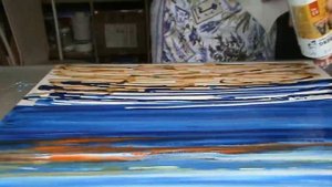 Как самому сделать картину. Море. Состав: пеноплекс, бумажные салфетки, трубочка, акрил