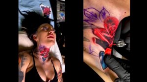 Misha Montana gets Rose Neck Tattoo from Sergey Shanko