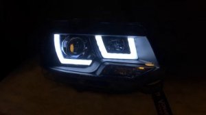 Фары передние VW T5 Т5.5 транспортер мультиван и каравелла с ходовыми огнями 2009 - 2015 чёрные