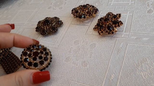 Винтажные броши с чешскими гранатами