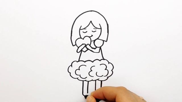 Как нарисовать Девочку с Сердечком в руках. Рисунки на 8 марта шаг за шагом. Простые рисунки #460 смотреть онлайн