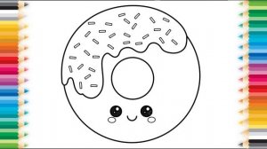 Как нарисовать ПОНЧИК | Мультик - раскраска ПОНЧИК | Учим цвета на Русском и Английском