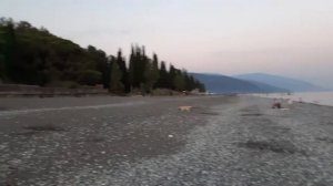 Дом отдыха "Псоу", Абхазия, Цандрипш. Закат на пляже пансионата.