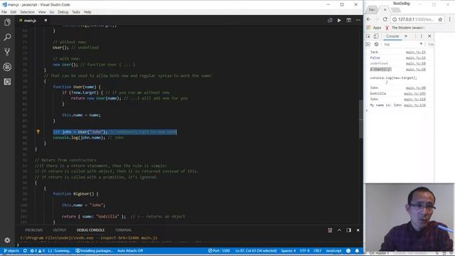 Modern Javascript Objects 6 Constructor, operator new