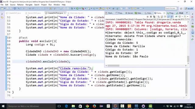 [Programação Web com Java] 160 - CidadeDAO - Excluir смотреть онлайн