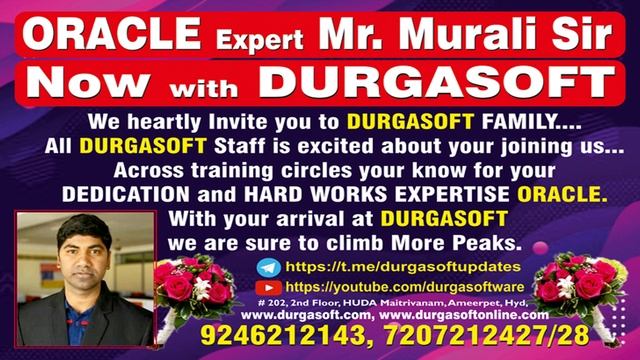 Mr. Murali Sir (ORACLE Expert) Now with DURGASOFT смотреть онлайн