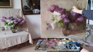 Букет сирени. Живопись маслом.