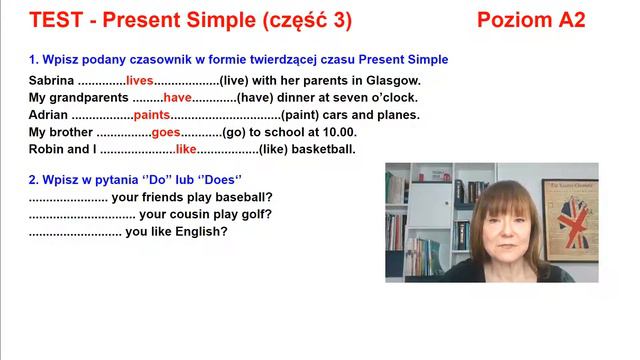 TEST - Present Simple - część 3 (poziom A2/A2+) смотреть онлайн