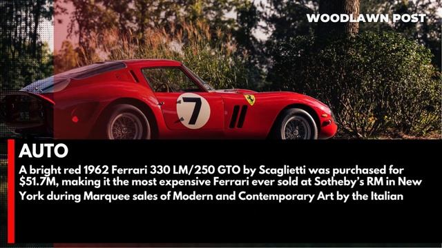 AUTO | 1962 Red Ferrari Scaglietti sells for record $51.7 Million at Sotheby's RM смотреть онлайн