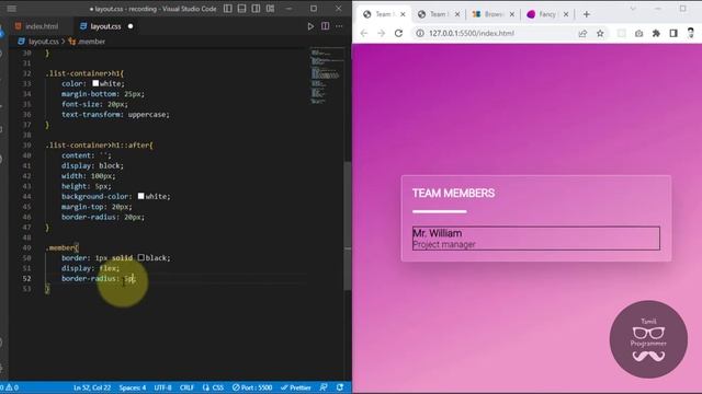 CSS List Item Hover Effects | Glassmorphism CSS | Tutorial in Tamil | Tamil Programmer