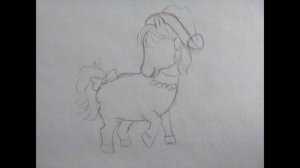 Рисуем Новый Год поэтапно.  Занятие 9.  Лошадка.