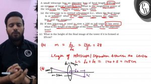 A small telescope has an objective lens of focal length 140  cm and an eyepiece of focal length 5..