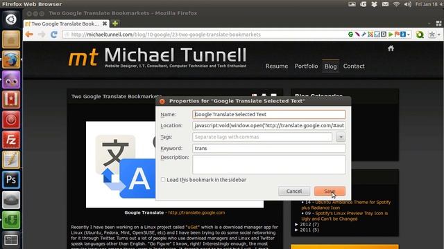 FireFox Bookmark Keyword with Google Translate Selected Text Bookmarklet смотреть онлайн