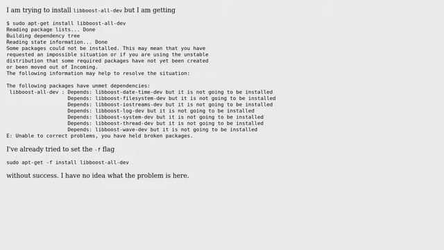 Cannot install libboost-all-dev because dependencies are not getting installed смотреть онлайн