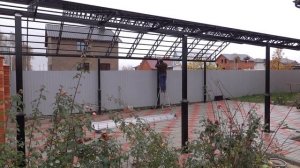 Изготовление двускатного навеса 11*7 Часть 4. Монтаж.